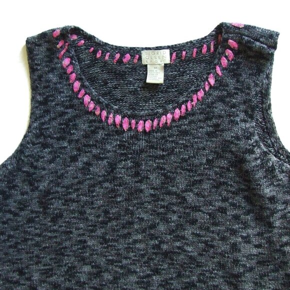 Sigrid Olsen Sport sweater vest tank top sleeveless grey and black shirt medium - Picture 3 of 9